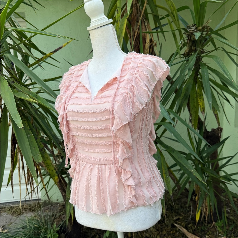 Waverly Grey Pink Ruffle Top - Picture 3 of 11